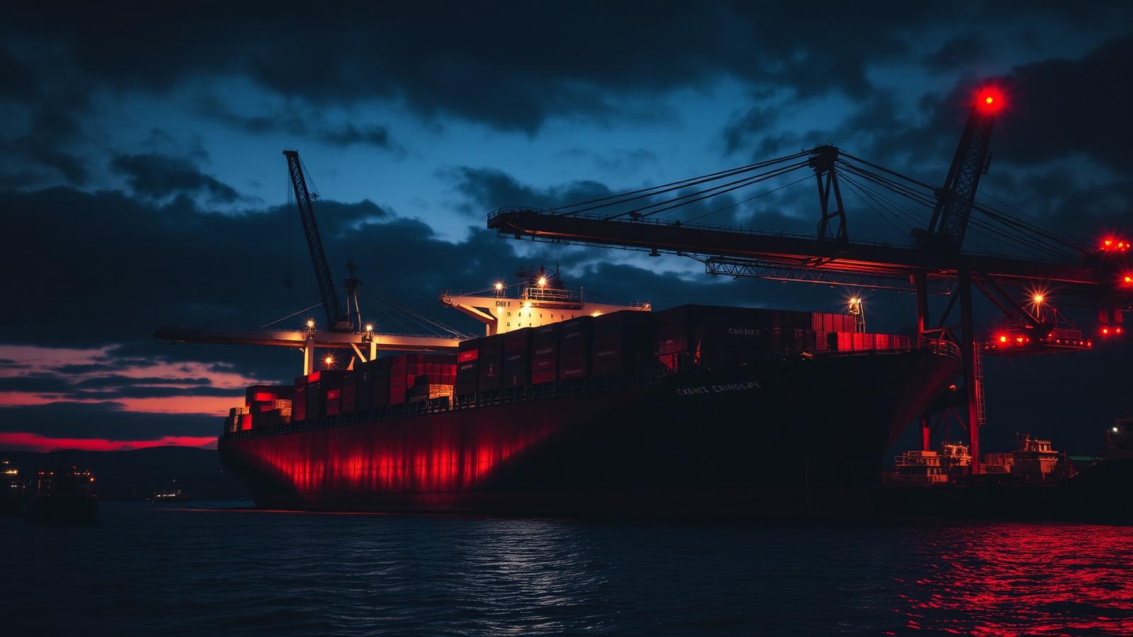 Export containers being loaded at port